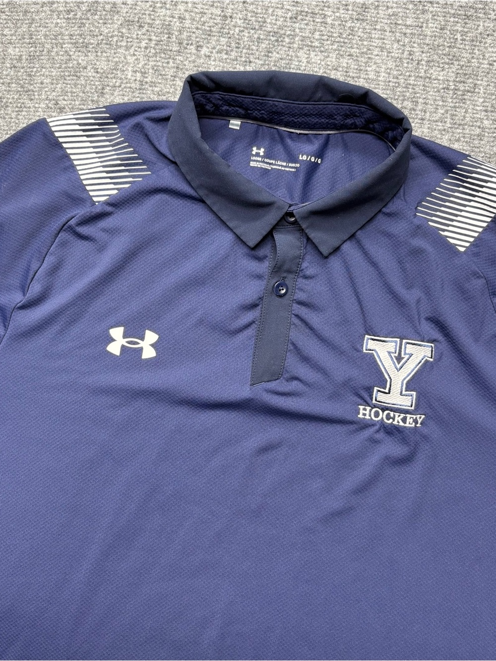 Under Armour Polo Mens L Blue Loose Yale Hockey Bulldogs Boola Performance